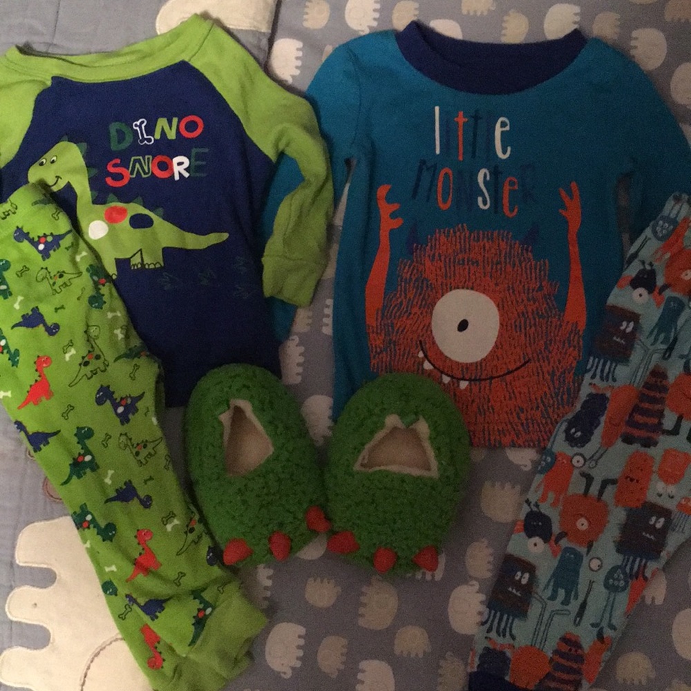2 sets of pjs with house shoes